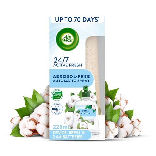 Airwick Aerosol-Free Automatic Air Freshener Kit Fresh Cotton