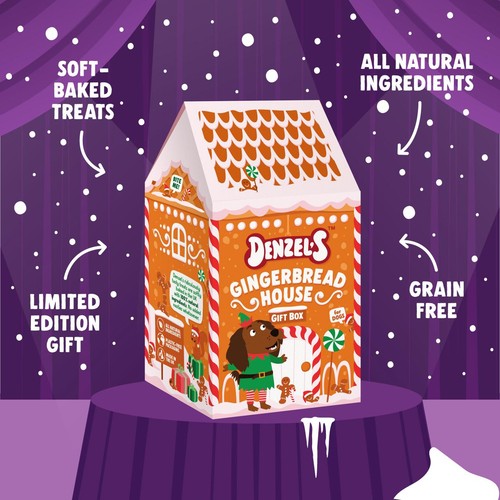 Denzel's Gingerbread House Gift Box for Dogs