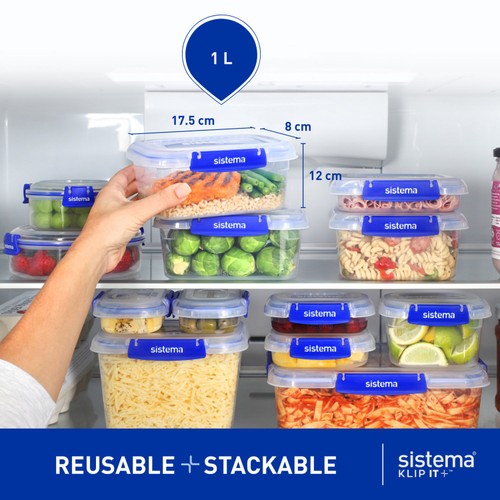 Sistema Klip It Plus Rectangle 1L Food Storage Container Airtight