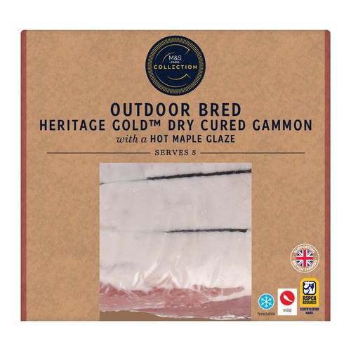 M&S Collection Outdoor Bred Heritage Gold Dry Cured Hot Maple Gammon