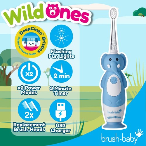 Brush-Baby Kids WildOnes Electric Toothbrush Evie Elephant