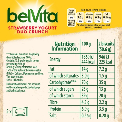 Belvita Strawberry Yogurt Duo Crunch Breakfast Biscuits
