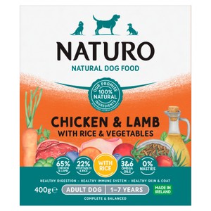 Natural Dog Food Chicken & Lamb with Rice and Vegetables Adult Dog 1 to 7 Years 400g