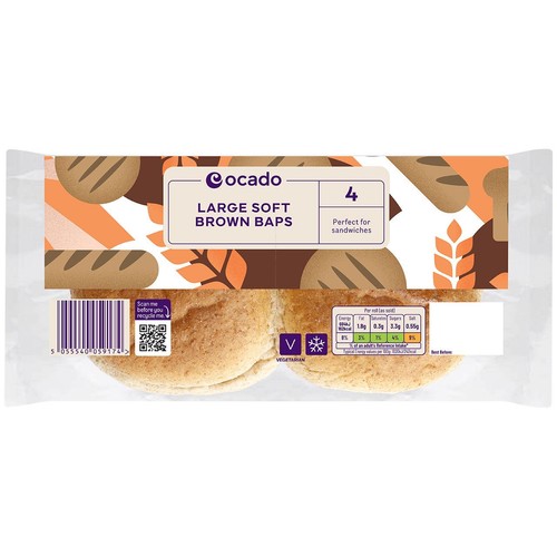 Ocado Large Soft Brown Baps