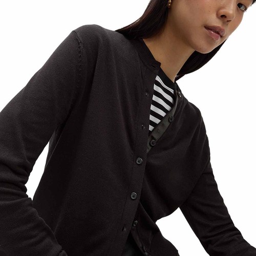 M&S Womens Crew Neck Button Front Cardigan, 18 Black