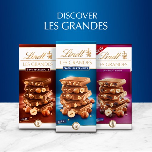 Lindt Les Grandes Hazelnuts Milk Chocolate Bar