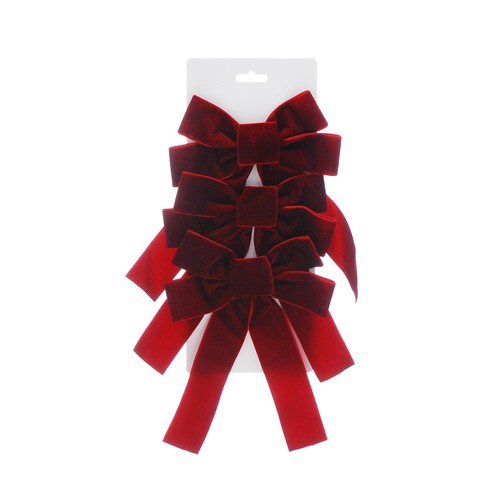 Burgundy Velvet Bow 3 pack