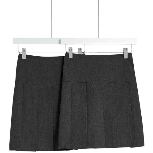 M&S 2Pk Pleated Skirt, 10-11 Years, Grey