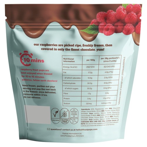 Froot Pops Freshly Frozen Raspberries Coated in White & Milk Chocolate