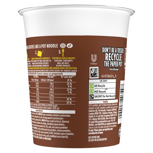 Pot Noodle Beef & Tomato Instant Noodles