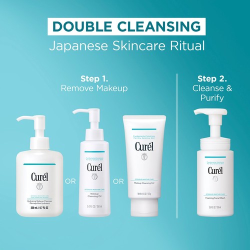 Curel Foaming Facial Wash for Dry, Sensitive Skin