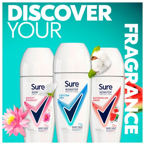 Sure Women 72hr Nonstop Antiperspirant Deodorant Roll On Bright Bouquet