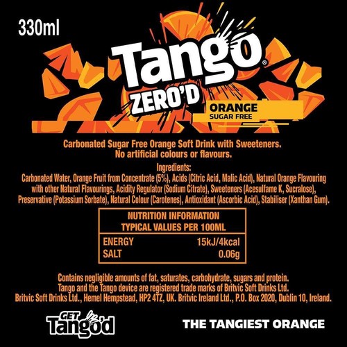Tango Orange Sugar Free