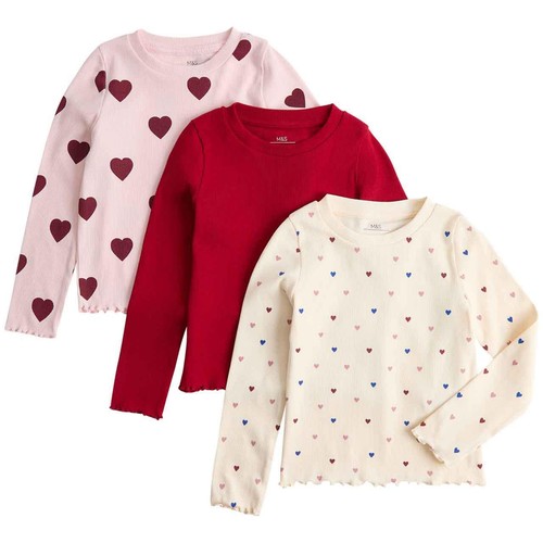 M&S 3pk Heart Tops, 2-3 Years, Multi