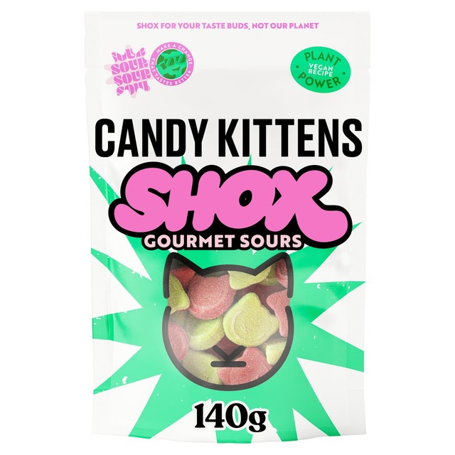 Candy Kittens Sour Shox Strawberry and Apple Vegan Sour Sweets 140g
