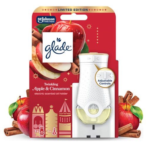 Glade Plug In Holder & Refill Electric Twinkling Apple & Cinnamon