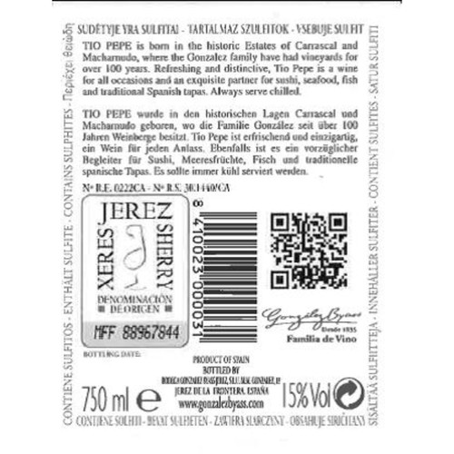 Tio Pepe Fino Sherry Half Bottle