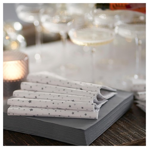 Silver Stardust 33cm 3-Ply Paper Napkins