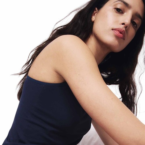 M&S Womens Cotton Rich Strappy Vests, 18, Navy