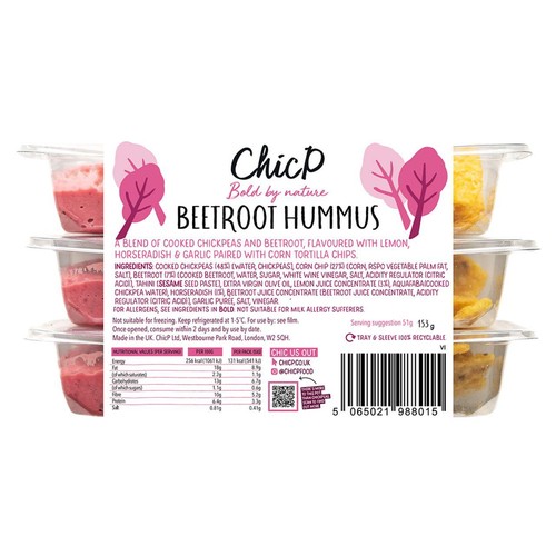 ChicP Velvet Beetroot & Horseradish Hummus Snack Pack Trio