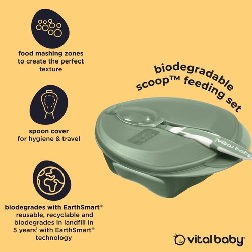 Vital Baby Nourish Scoop Feeding Set 2pk - natural moss
