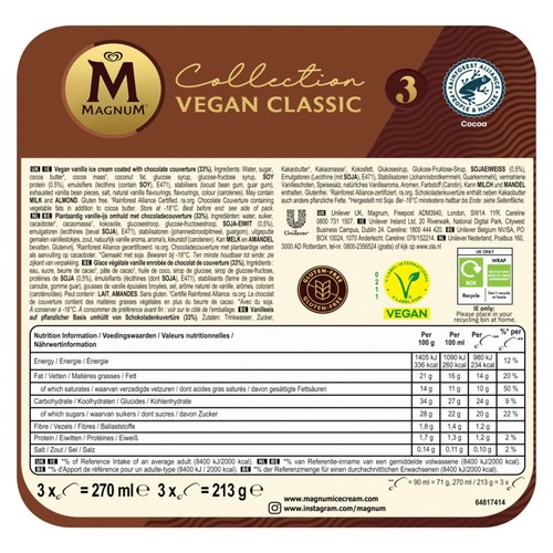 Magnum Vegan Classic Ice Cream Sticks