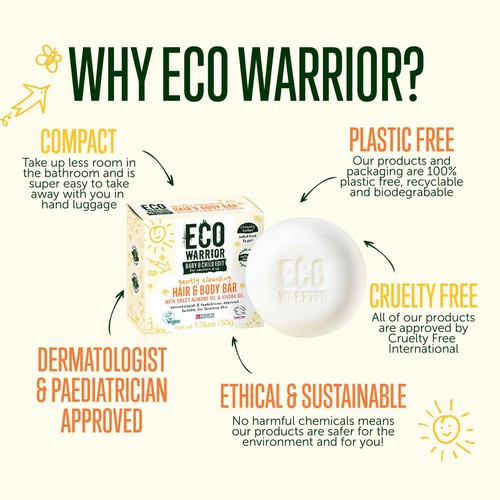 Eco Warrior Baby & Child Gently Cleansing Hair & Body Soap Bar 