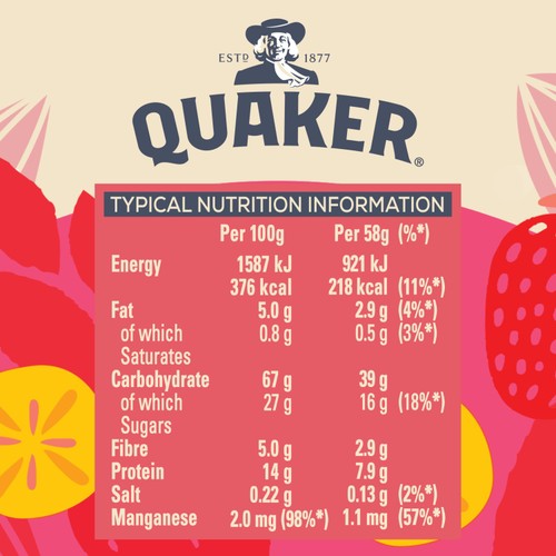 Quaker Oat So Simple Banana Strawberry Porridge Cereal Pot
