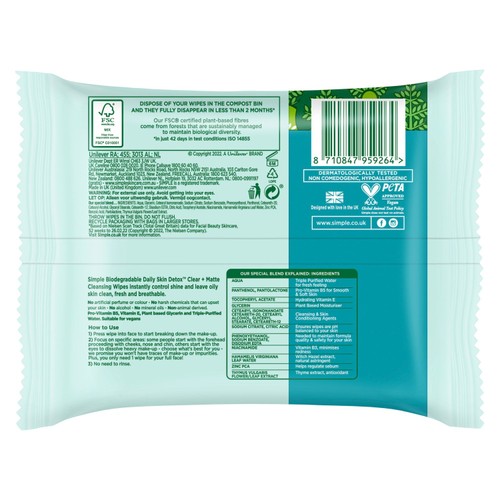Simple Wipes Daily Detox Matte