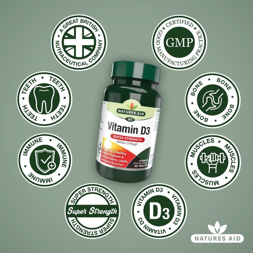 Natures Aid Super Strength Vitamin D3 Tablets 4000iu 