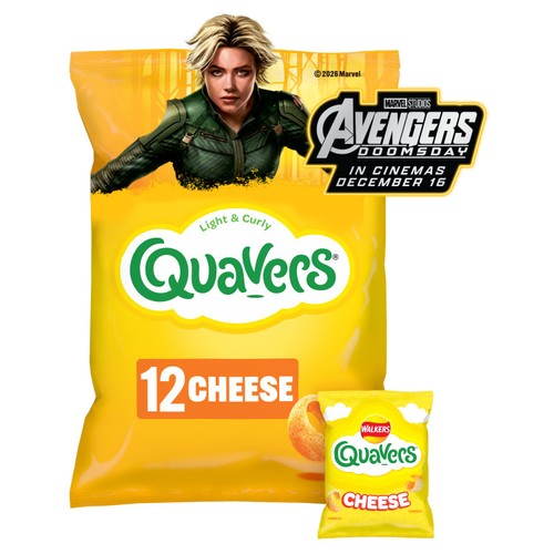 Walkers Quavers Cheese Multipack Snacks Crisps 12x16g