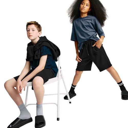 M&S Boys Cotton Rich Elasticated Waist Shorts, 7-8 Years, Black