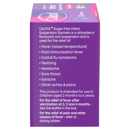 Calpol Infant Sugar Free Suspension Sachets Strawberry 2+ Months
