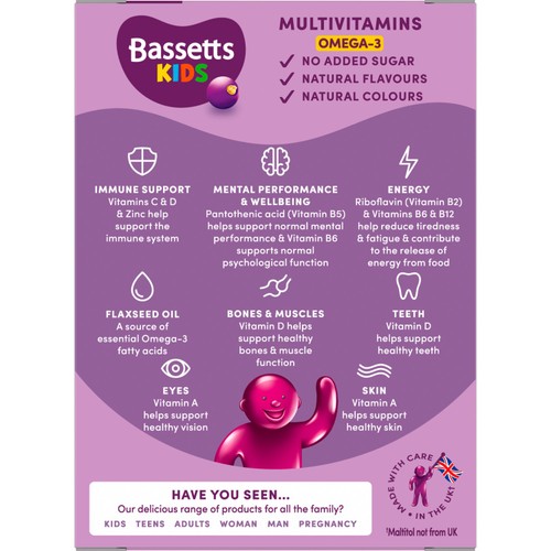 Bassetts Blackcurrant & Apple Omega 3 & Multivitamins 3-6yrs