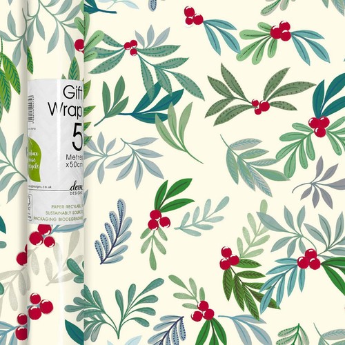 Foliage and Berries Christmas Rollwrap