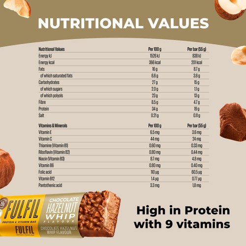 FULFIL Chocolate Hazelnut Whip Vitamin & Protein Bar