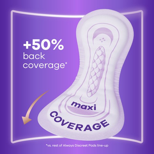 Always Discreet Adult Incontinence Pads Maxi Comfort Value Pack 12 Count