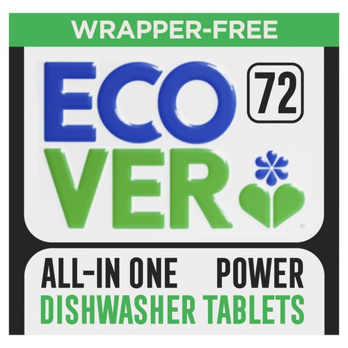 Ecover All-In-One Power Dishwasher Tablets, 72 Tablets
