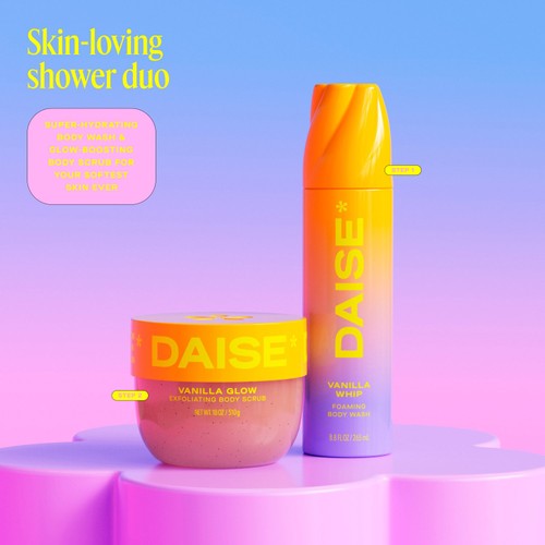 DAISE Exfoliating Body Scrub in Vanilla Glow, For Soft Glowing Skin
