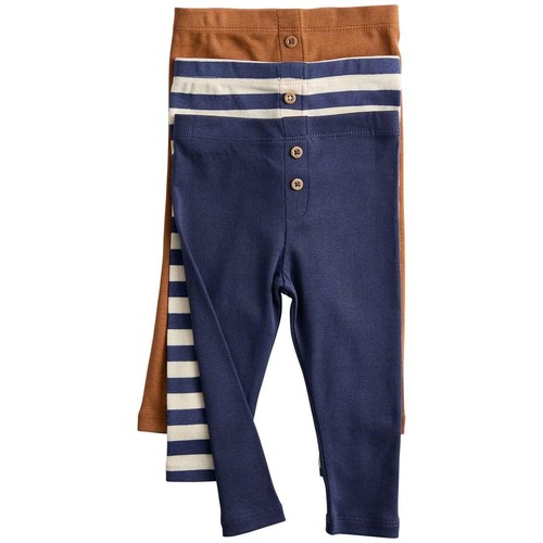 M&S Boys Pure Cotton Striped Leggings, 12-18 M, Blue Mix