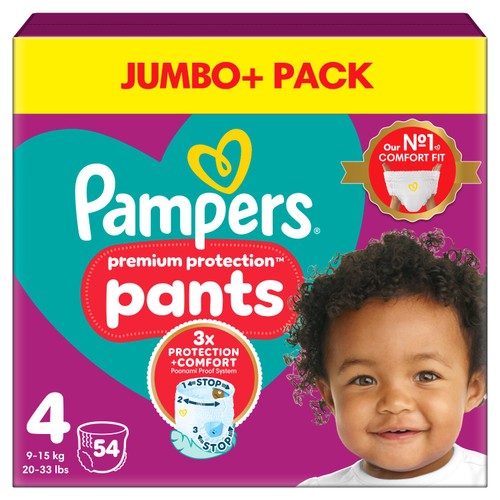 Pampers Premium Protection Nappy Pants, Size 4 (9-15kg) Jumbo+ Pack