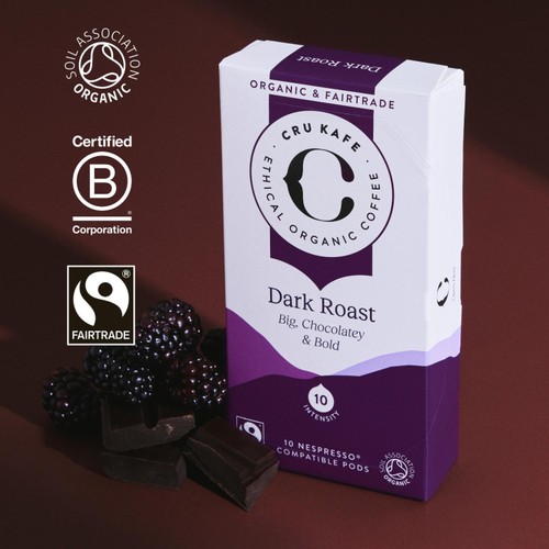 CRU Kafe Organic Fairtrade Dark Roast Pods 10s