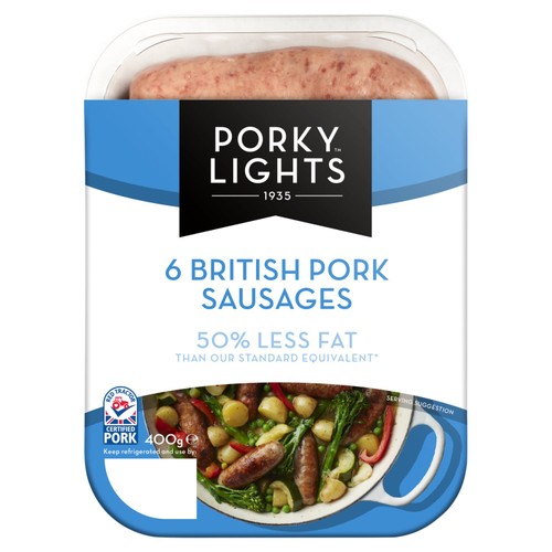 Porky Lights 6 Lower Fat Premium Pork Sausages
