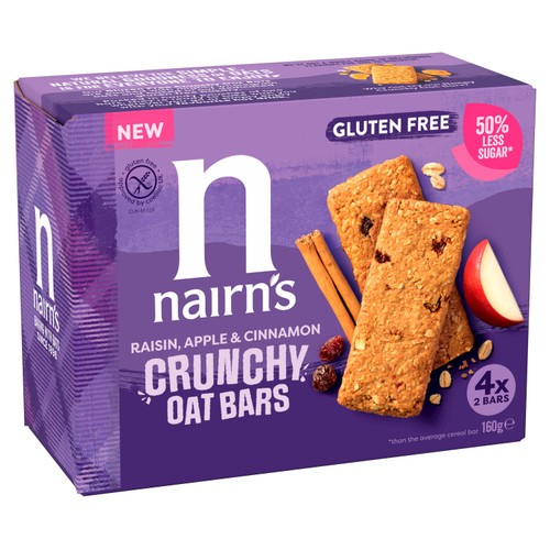 Nairn's Gluten Free Crunchy Oat Bars Raisin, Apple & Cinnamon