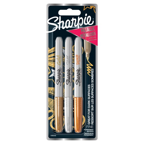 Sharpie Permanent Metallic Marker Pens Gold Silver Bronze
