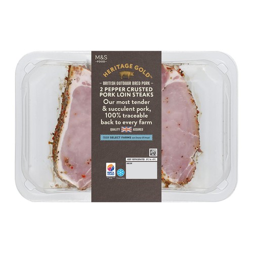 M&S Heritage Gold British Outdoor Bred 2 Pepper Crusted Loin Steaks