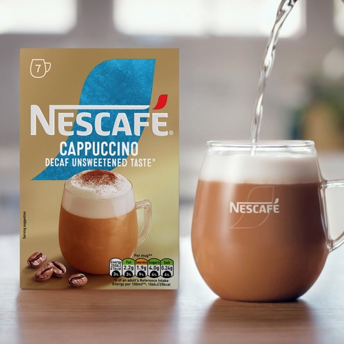 Nescafe Cappuccino Decaf Unsweet Instant Coffee 7 Sachets