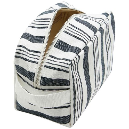 M&S Mens Canvas Striped Washbag, 'One Size, Navy Mix
