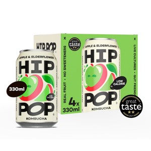 Hip Pop Apple & Elderflower Kombucha Cans   4 x 330ml