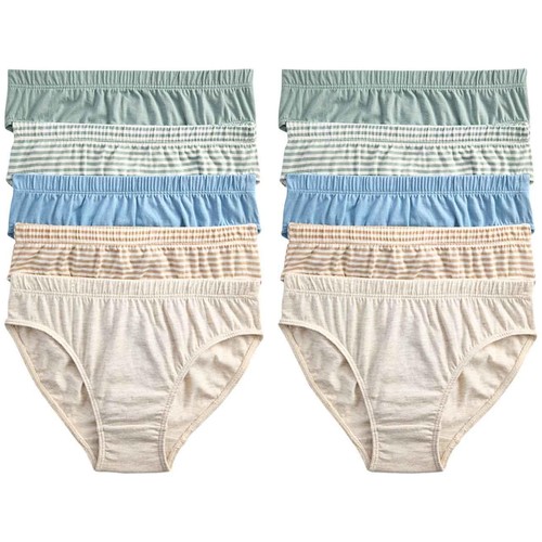 M&S Boys Pure Cotton Stripes & Solids Briefs, 9-10 Years, Multi